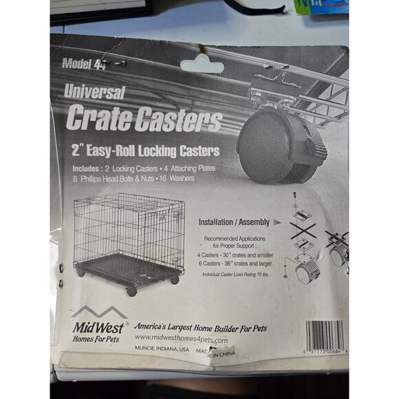 MidWest Homes for Pets Universal Crate Casters, 2 count, Black‎ - Picture 2 of 3